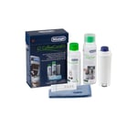 De'Longhi Orijinal CoffeeCareKit DLSC306 - Kahve makineleri ve tam otomatik kahve makineleri için bakım seti, 1 x 200 ml EcoDecalk, 1 x 250 ml EcoMultiClean, 1 x su filtresi, 1 x mikrofiber bez, 1 x