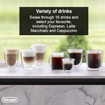 De'Longhi Rivelia EXAM440.55.W, Tam Otomatik LatteCrema Kahve Makinesi, Otomatik Süt Köpürtücü, Kompakt Boyut, Fasulyeden Bardağa Kahve Makinesi, 16 Tarif Renkli Dokunmatik Ekran, Kutup Beyazı