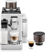 De'Longhi Rivelia EXAM440.55.W, Tam Otomatik LatteCrema Kahve Makinesi, Otomatik Süt Köpürtücü, Kompakt Boyut, Fasulyeden Bardağa Kahve Makinesi, 16 Tarif Renkli Dokunmatik Ekran, Kutup Beyazı