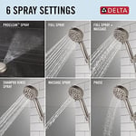 Delta Faucet ProClean Fırçalı Nikel Duş Başlığı, Elde Taşınabilir, Yüksek Basınçlı Püskürtmeli Duş Başlığı, El Duş Başlığı, 6 Püskürtme Ayarı, SpotShield Fırçalanmış Nikel 75740SN