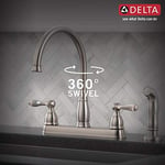Delta Faucet Windemere 2 Kulplu Evye Bataryası Yan Püskürtücülü Uyumlu Yüzey, Paslanmaz 21996LF-SS, 5