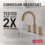 Delta Nicoli Fırçalı Altın Püskürtücülü Banyo Bataryası, 20 cm 3 Delikli Yaygın Banyo Lavabo Bataryası Pull Out Püskürtücü, Push-Pop Tahliye, Şampanya Bronz 35749LF-CZPD