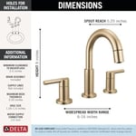 Delta Nicoli Fırçalı Altın Püskürtücülü Banyo Bataryası, 20 cm 3 Delikli Yaygın Banyo Lavabo Bataryası Pull Out Püskürtücü, Push-Pop Tahliye, Şampanya Bronz 35749LF-CZPD