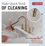 Delta Nicoli Fırçalı Altın Püskürtücülü Banyo Bataryası, 20 cm 3 Delikli Yaygın Banyo Lavabo Bataryası Pull Out Püskürtücü, Push-Pop Tahliye, Şampanya Bronz 35749LF-CZPD
