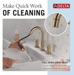 Delta Nicoli Fırçalı Altın Püskürtücülü Banyo Bataryası, 20 cm 3 Delikli Yaygın Banyo Lavabo Bataryası Pull Out Püskürtücü, Push-Pop Tahliye, Şampanya Bronz 35749LF-CZPD