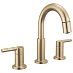 Delta Nicoli Fırçalı Altın Püskürtücülü Banyo Bataryası, 20 cm 3 Delikli Yaygın Banyo Lavabo Bataryası Pull Out Püskürtücü, Push-Pop Tahliye, Şampanya Bronz 35749LF-CZPD