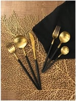 Demir Çeyiz Elit 6 Parça Siyah Gold Yemek Bıçak