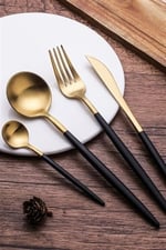 Demir Çeyiz Elit Mat 6 Parça Siyah Gold Tatli Biçak