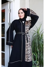 DEMOİSELLE KADIN ABAYA LEOPAR DESENLİ PARÇALI-1