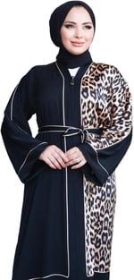 DEMOİSELLE KADIN ABAYA LEOPAR DESENLİ PARÇALI-1