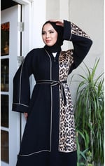 DEMOİSELLE KADIN ABAYA LEOPAR DESENLİ PARÇALI-1