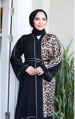DEMOİSELLE KADIN ABAYA LEOPAR DESENLİ PARÇALI-1