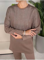 DEMOİSELLE KADIN TAŞLI TAKIM acı kahve 2