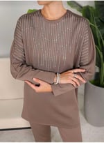 DEMOİSELLE KADIN TAŞLI TAKIM acı kahve 1