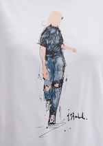 Denim Baskılı Beyaz İstanbul Tişört Regular Fit/Normal Kesim 1610222-620