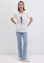 Denim Baskılı Beyaz İstanbul Tişört Regular Fit/Normal Kesim 1610222-620