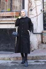 Denim Kapşonlu Kap- Denim Pardesü/KAHVERENGİ