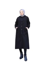 Denim Kapşonlu Kap- Denim Pardesü/KAHVERENGİ