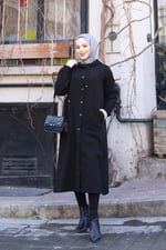 Denim Kapşonlu Kap- Denim Pardesü/KAHVERENGİ