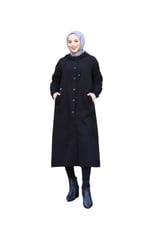 Denim Kapşonlu Kap- Denim Pardesü/KAHVERENGİ