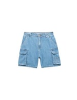 Denim Kargo Bermuda Şort Cepli Standart Bel