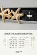 Deniz Yıldızı Gold Tokalı İnce Kadın Kemer 1.5 cm