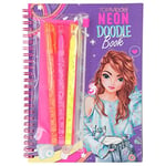 Depesche 11932 TOPModel Neon Doodle - Boyama kitabı seti, 35 koyu sayfa, birçok motifi boyamak ve tasarlamak için, neon renkli motif hatları, 3 neon jel kalem ve 1 çıkartma kağıdı