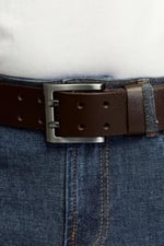 Derikem%100 Hakiki Erkek Manda Derisi Çiftdilli Spor Kot Kemeri 4,5 cm Lacivert