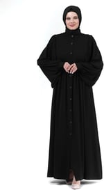 DERİN 24351-24 SİYAH HAKİM YAKA KARPUZ KOL FERACE