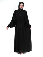 DERİN 24351-24 SİYAH HAKİM YAKA KARPUZ KOL FERACE