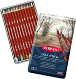 Derwent Drawıng Serisi Yağlı Kuru Kalem Seti - 12 Renk Metal Kutulu