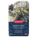 Derwent Graphıtınt Serisi Renkli Grafit Kalem Seti - 12 Renk Metal Kutu