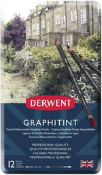 Derwent Graphıtınt Serisi Renkli Grafit Kalem Seti - 12 Renk Metal Kutu