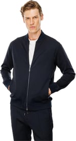 Desen Triko Erkek Cepleri Fermuarlı Eşofman Üstü Lacivert Beden;3XL,Renk;Lacivert