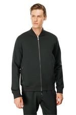 Desen Triko Erkek Cepleri Fermuarlı Eşofman Üstü Haki Beden;2XL,Renk;Haki