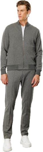 Desen Triko Erkek Cepleri Fermuarlı Eşofman Üstü Antra/Melanj Beden;2XL,Renk;Antra/Melanj