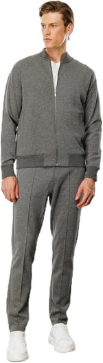 Desen Triko Erkek Cepleri Fermuarlı Eşofman Üstü Antra/Melanj Beden;XL,Renk;Antra/Melanj