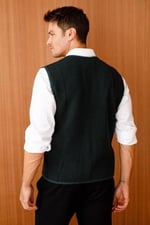 DESEN TRİKO Erkek Pike Dokuma Fermuarlı Cepli Triko Yelek Yeşil Beden;3XL,Renk;Yeşil dsnNM4565