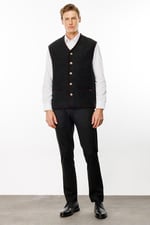Desen Triko Erkek V Yaka Astarı Desenli Yün Yelek 24583 K.Füme - Bedenler: Beden;S, M, L, XL, XXL