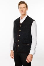 Desen Triko Erkek V Yaka Astarı Desenli Yün Yelek 24583 K.Füme - Bedenler: Beden;S, M, L, XL, XXL