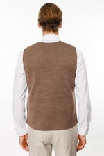 Desen Triko Erkek V Yaka Düz Yün Yelek S.Kahve Beden;2XL,Renk;S.Kahve