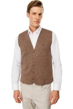 Desen Triko Erkek V Yaka Düz Yün Yelek S.Kahve Beden;3XL,Renk;S.Kahve