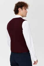 DESEN TRİKO Erkek V Yaka İnce Triko Yelek Bordo Beden;M,Renk;Bordo dsnNM7388