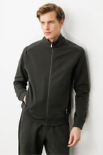 Desen Triko Hakim Yaka Fermuarlı Eşofman Üstü, 25443 - Bedenler: M, L, XL, XXL