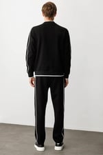 Desen Triko Hakim Yaka Kol Ucu Ve Eteği Çizgili Eşofman Üstü, 25445 - Bedenler: M, L, XL, XXL