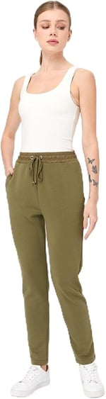 DESEN TRİKO Kadın Beli Bağcıklı Cepli Eşofman Pantolon Haki Beden;XL,Renk;Haki dsnNM9205