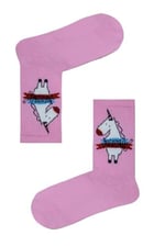 Desenli Pembe Kolej Çorap Pembe 37-44