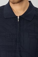DESENLI POLO YAKA FERMUARLI TRIKO TSHIRT LACİVERT
