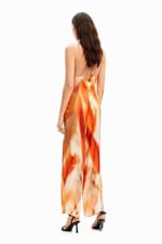 Desigual Kadın Soyut Halter Tulum Turuncu, Turuncu, S