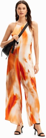 Desigual Kadın Soyut Halter Tulum Turuncu, Turuncu, S